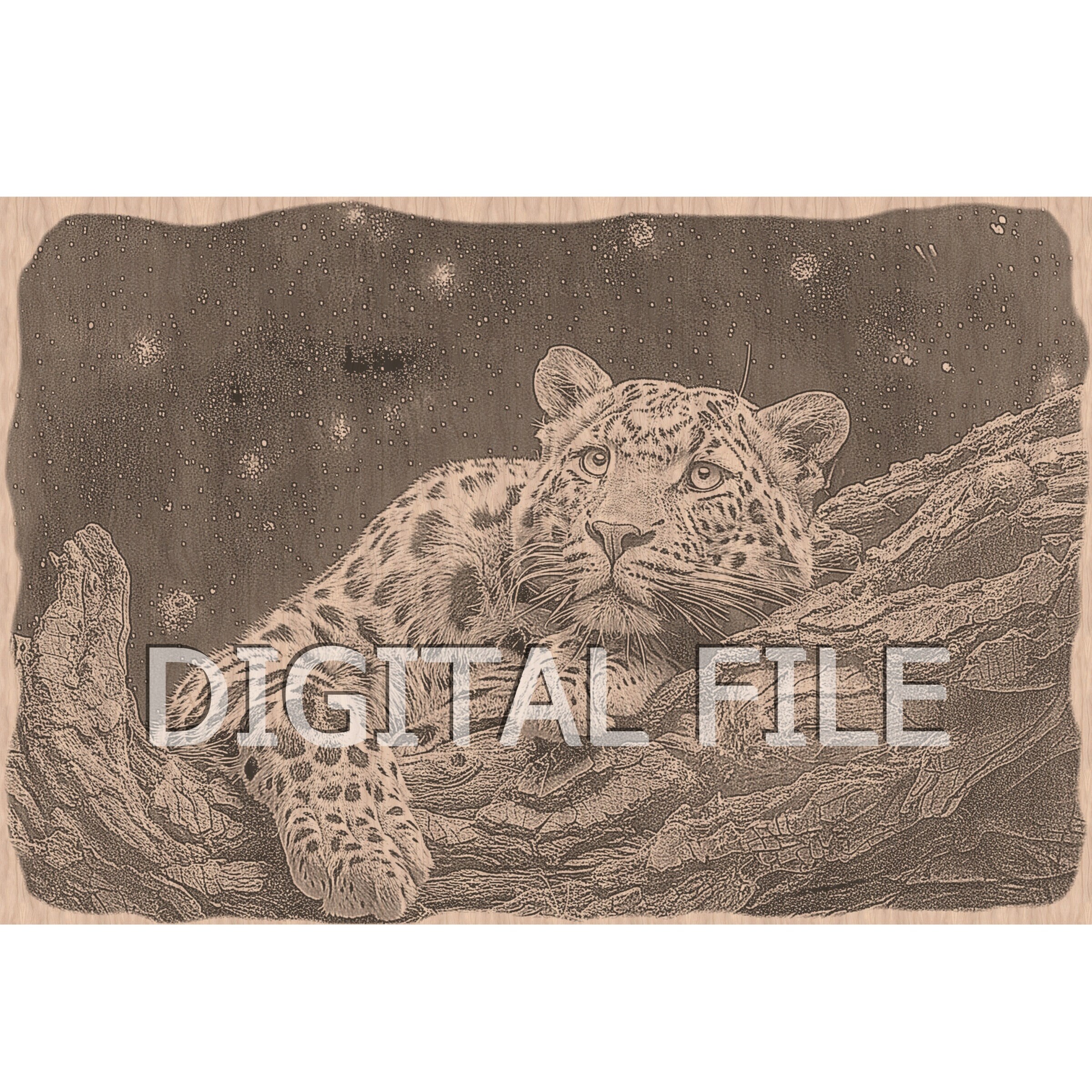 Laser Engraving Files, Leopard, 3D Illusion, Wood Engraving, Glowforge Laser Ready, xTool files.