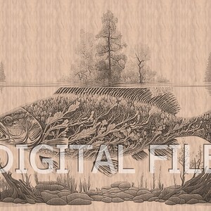 Lasergravur Dateien, Bass, 3D Illusion, Holzgravur, Glowforge Laser Ready.