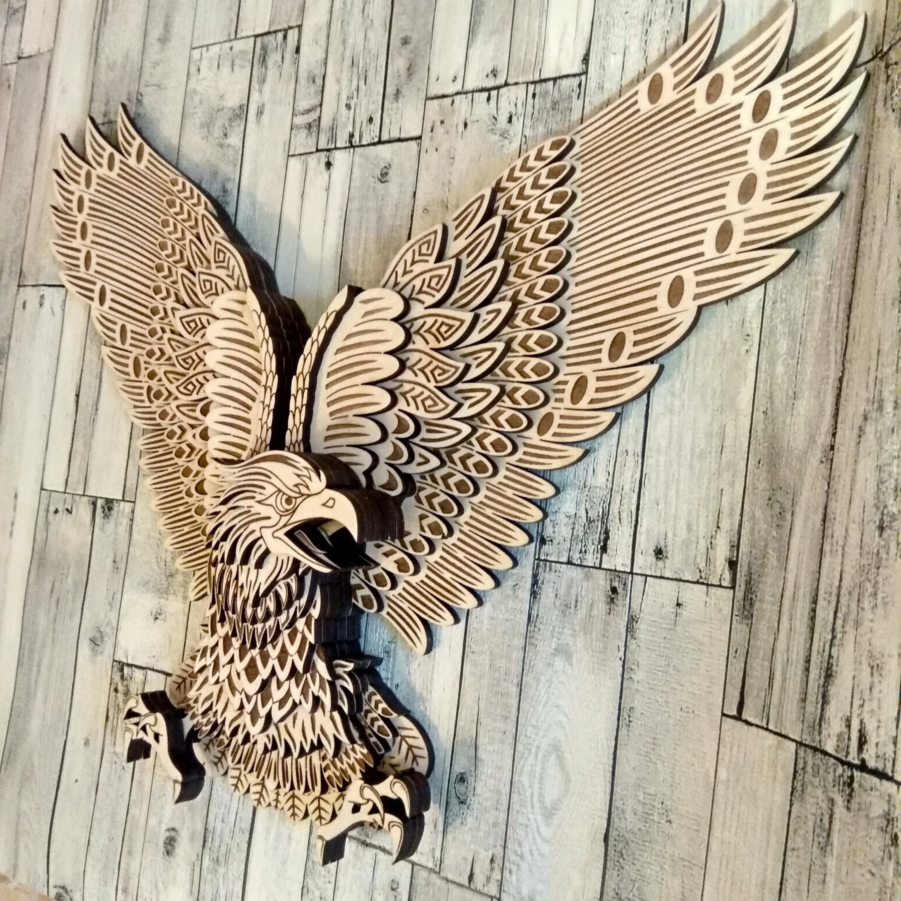 Bald Eagle Wood Wall Hanging 3D Eagle Wall Decor Multilayer Etsy