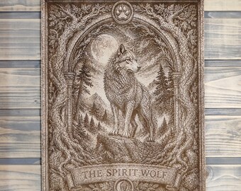 Wolf Wall Art, Spirit Wolf Wood Panel, Rustic Cabin Decor, Wildlife Woodland Gift
