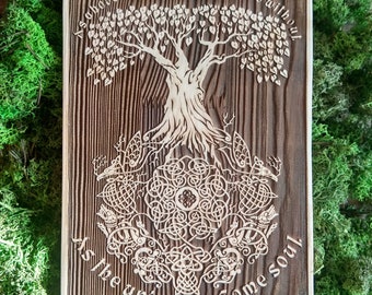 Wood Burned Yggdrasil The Tree Of Life Wall Art, World Tree, Norse Mythology Wall Hanging, Pagan Decor.