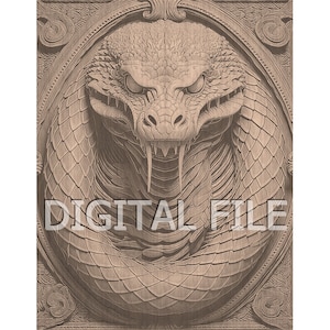 Lasergraveerbestanden, Slangenkop, Slang png, Cobra png, 3D Illusie, Houtgravure, Glowforge Laser Ready.