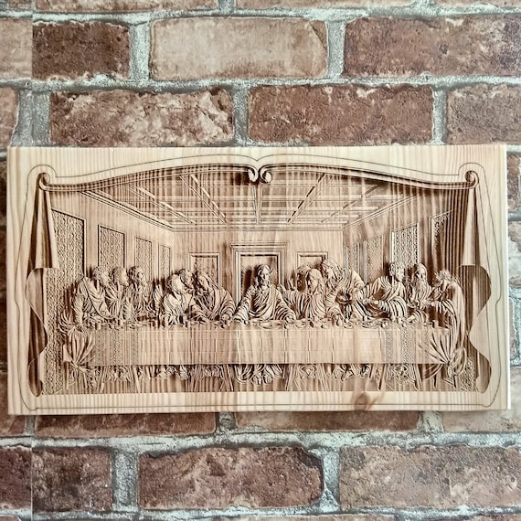 Last Supper Wood Wall Art, Laser Engraving Jesus Christ 3D