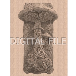 Laser Engraving Files, Mushroom Magic, 3D Illusion, Wood Engraving, Glowforge Laser Ready Files.