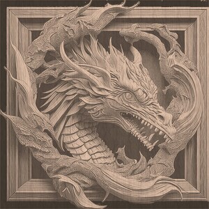 Laser Engraving Files, Dragon Head, 3D Illusion, Wood Engraving, Glowforge Laser Ready.