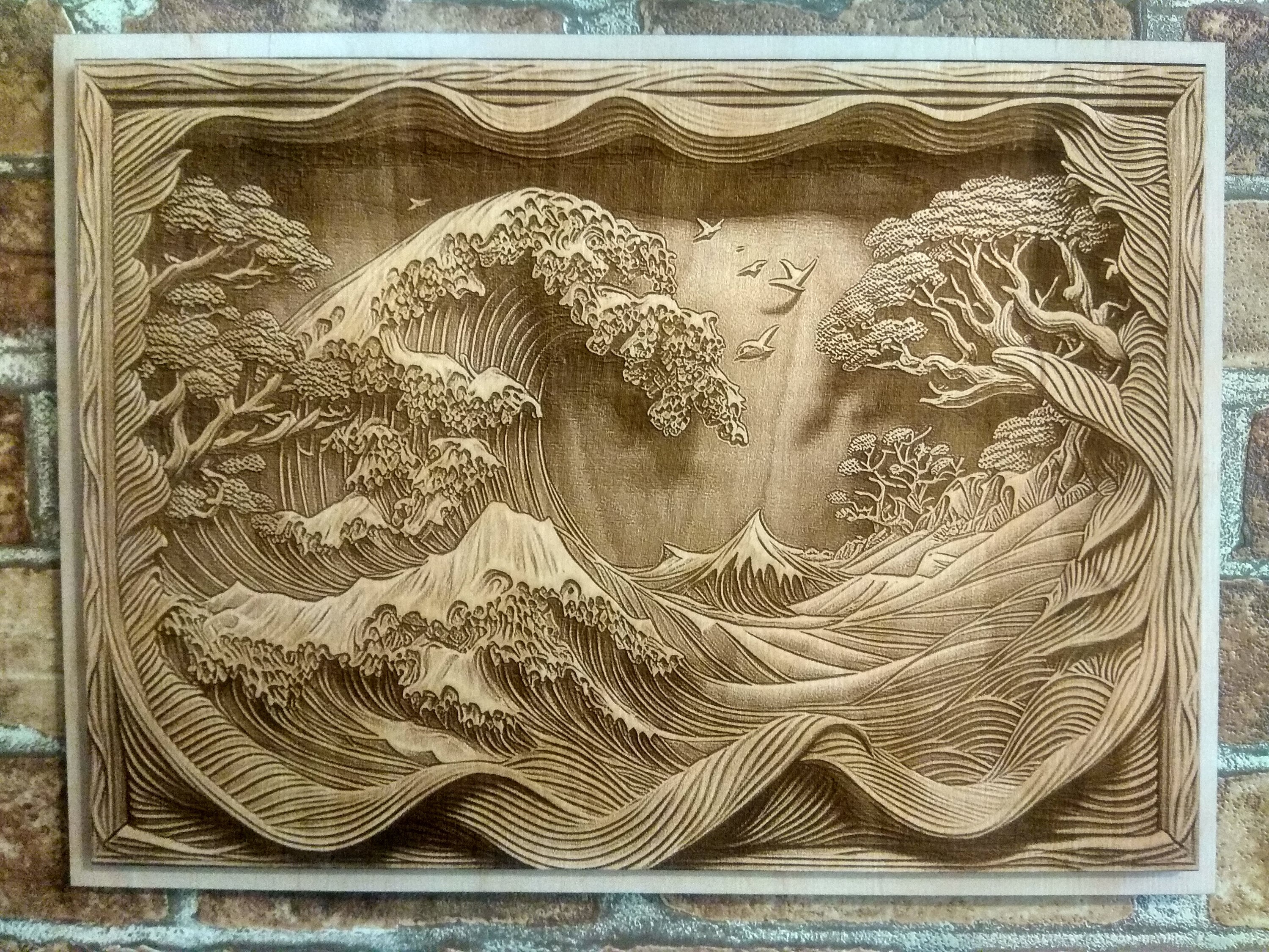 Wave Wood Art, 3D Laser Engraved Birch Wall Decor - Etsy