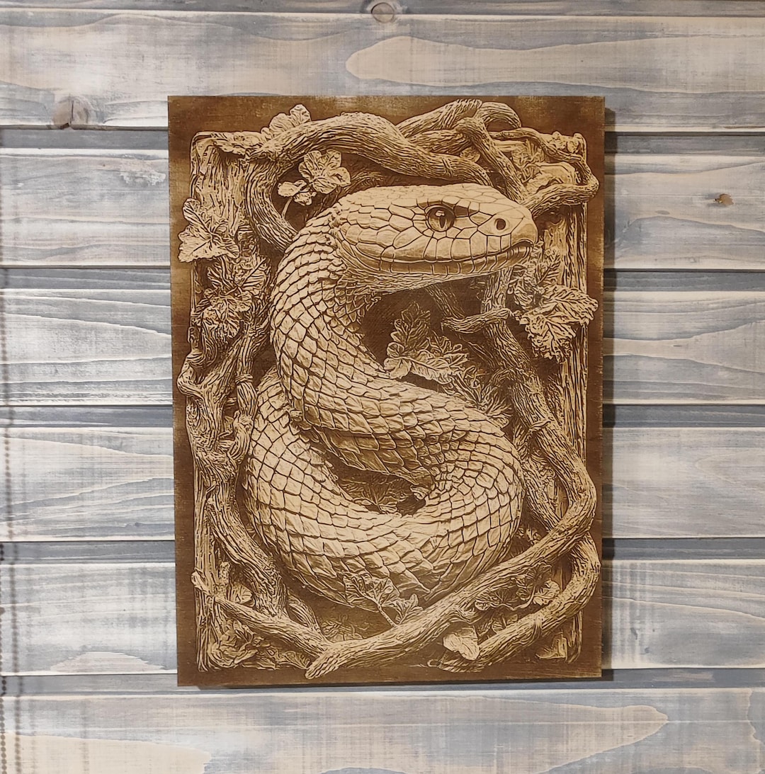 Laser Engraved Snake Wood Wall Art - Etsy