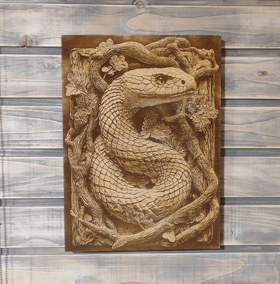 Laser Engraved Snake Wood Wall Art - Etsy