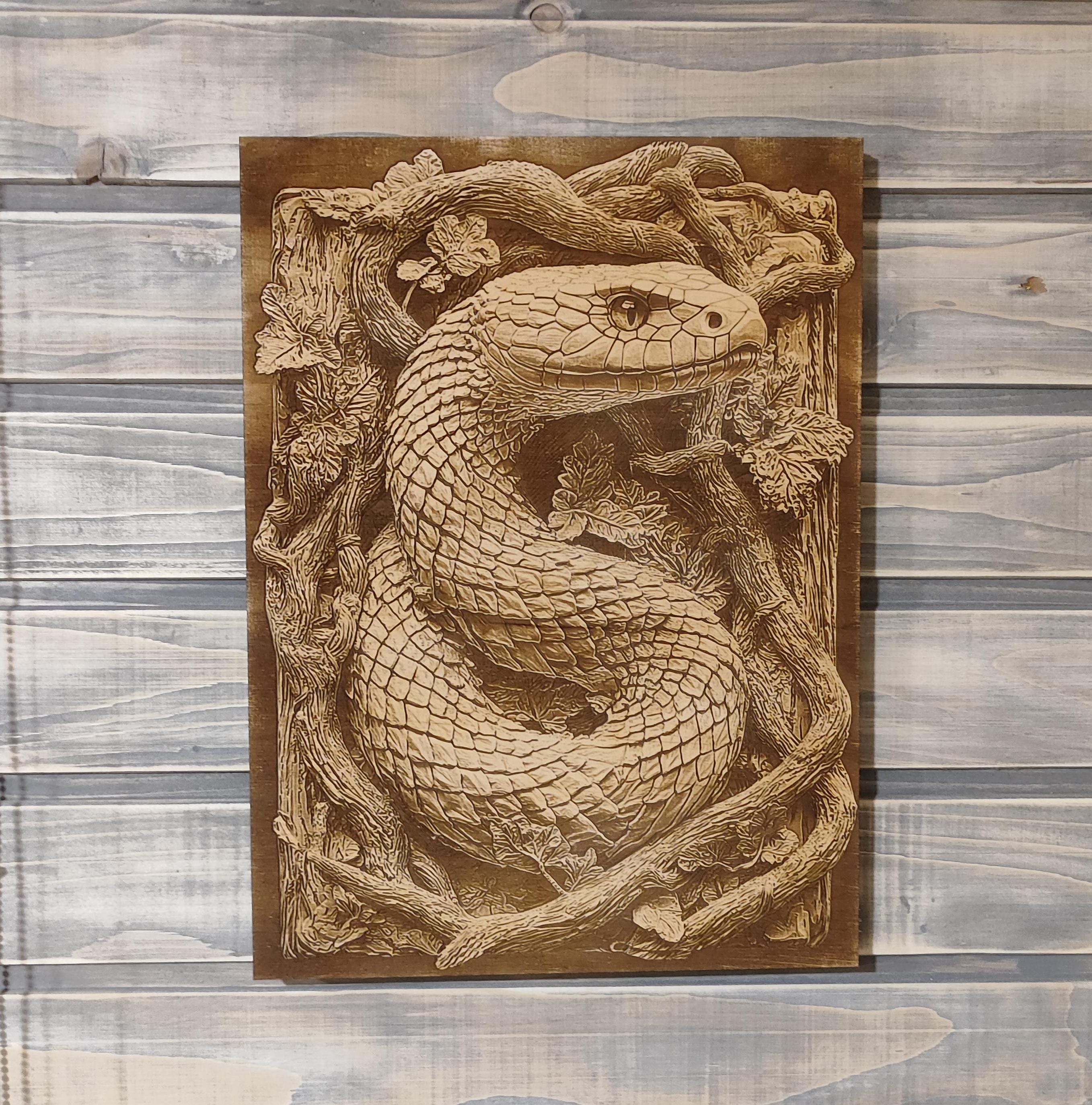 Laser Engraved Snake Wood Wall Art - Etsy