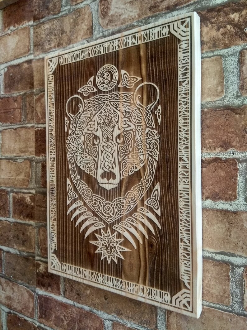 Wood Burning Celtic Bear Wall Art, Forest Lord , Norse Mythology Decor ...