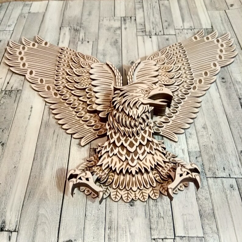 Bald Eagle Wood Wall Hanging 3D Eagle Wall Decor Multilayer Etsy