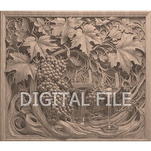 Arquivos de gravação a laser, decoração de cozinha com tema de vinho, ilusão 3D, gravura em madeira, pronto para laser Glowforge.