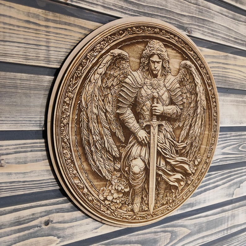 Archangel Michael, Laser Engraved Modern Christian Art. - Etsy