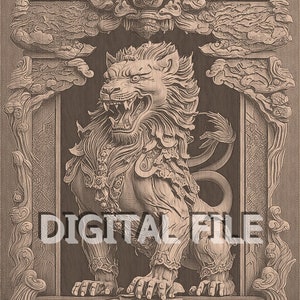File per incisione laser, Foo Dog, Illusione 3D, Incisione su legno, Pronto per il laser Glowforge.