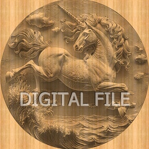 Lasergravurdateien, Einhorn-Png, 3D-Illusion, Holzgravur, Glowforge Laser Ready, xTool-Dateien.