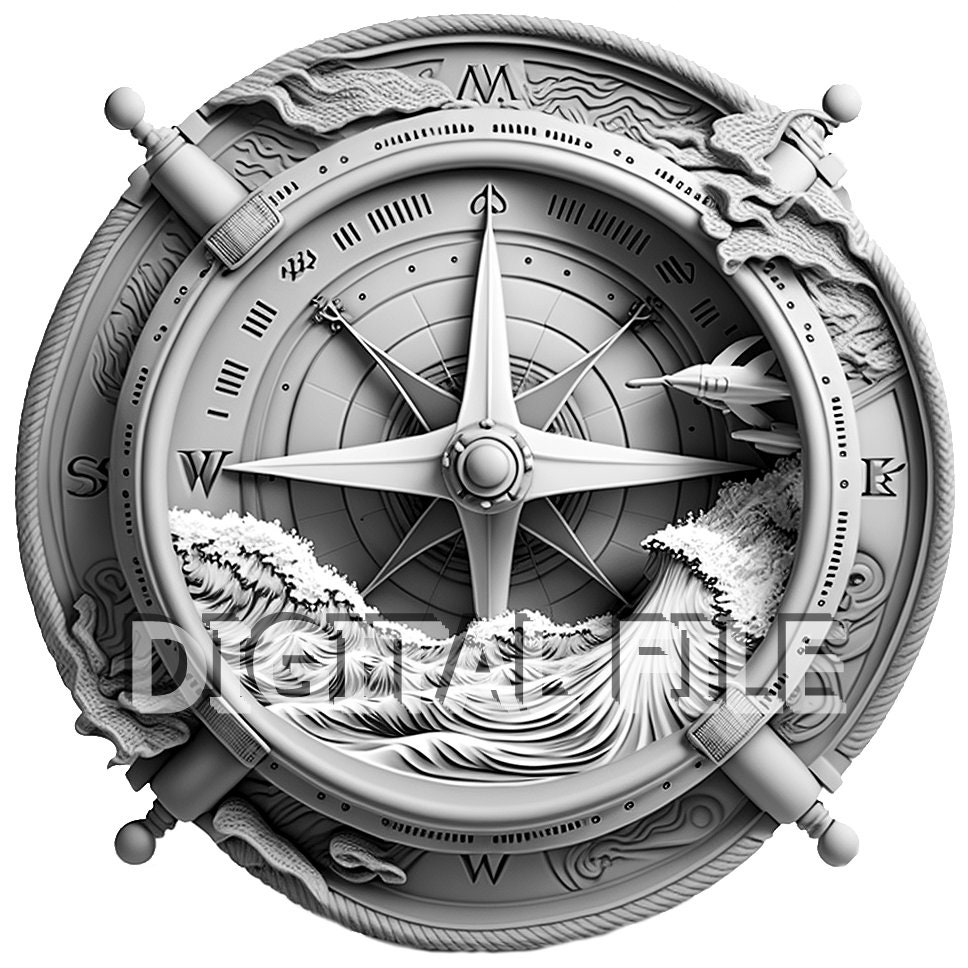 Elegant Compass Rose - Silhouette - Engraving- T-shirt SVG design (Dig –  Xykit