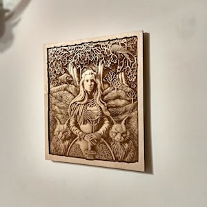 Freya Norse Goddess of Love, Laser Engraving Viking Mythology Wall Art.