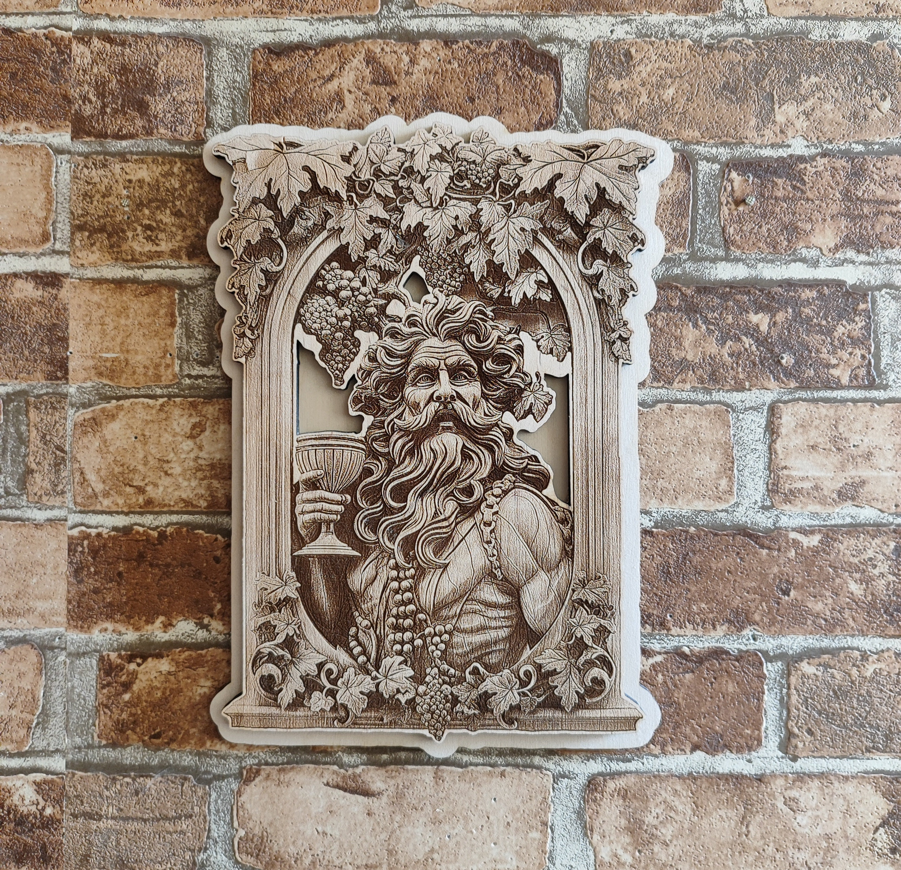 Bacchus Dionysus Wood Engraving: 3D Greek God Wall Art - Etsy
