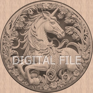 Lasergravur, Einhorn png, 3D Illusion, Holzgravur, Glowforge Laser Ready.