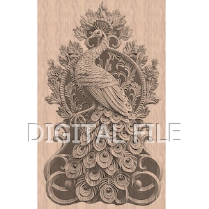 Lasergravur Dateien, Pfau, 3D Illusion, Holzgravur, Glowforge Laser Ready, xTool-Dateien.