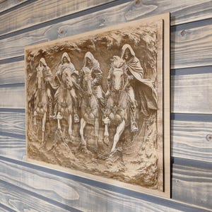 Four Horsemen of the Apocalypse, Laser Engraving Biblical Wall Art. image 4