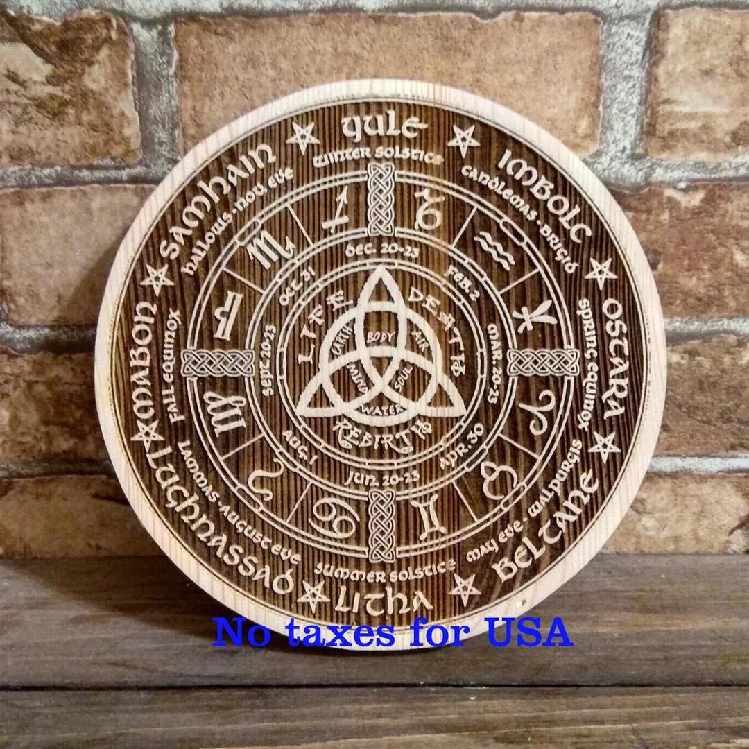 Vllold Calendrier D' Païen Avec Roue Païenne, Panneau De Sorcière Païenne De 30,5 Cm Avec Vacances Wiccanes | Panneau De Porte Wicca Pour Célébrations, Calendrier De Sorcière Décoration Murale