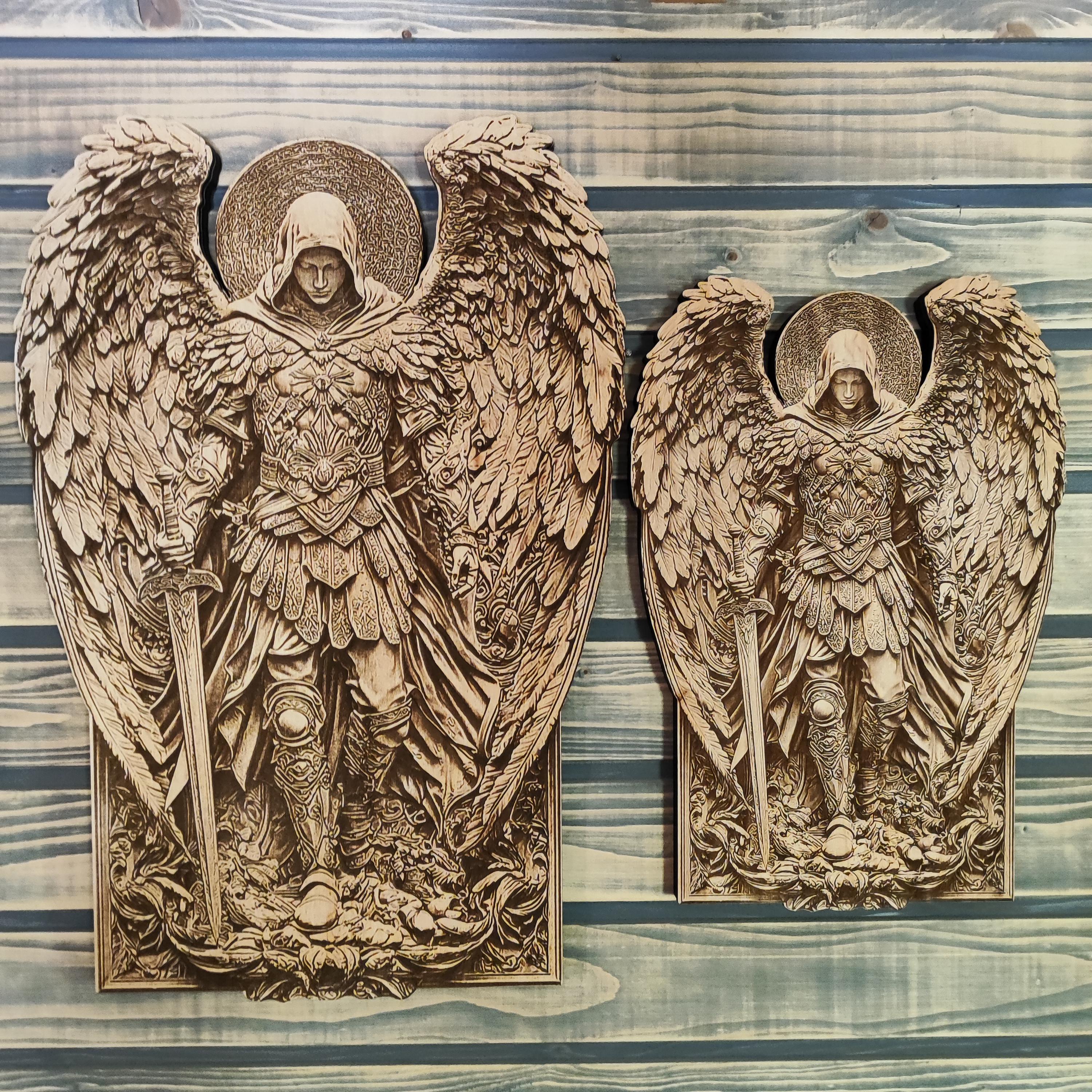Archangel Michael | Laser Engraved Wood Wall Art | Modern Christian ...