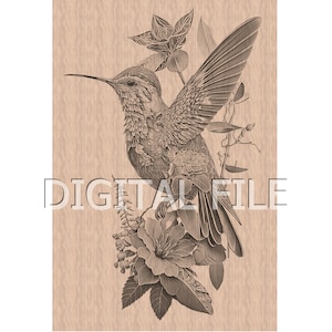 Laser Engraving Files, Hummingbird, 3D Illusion, Wood Engraving, Glowforge Laser Ready.