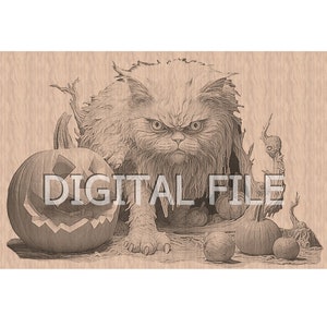 Lasergravur Dateien, Spooky Season, Halloween Katze Kürbis, 3D Illusion, Holzgravur, Glowforge Laser Ready.