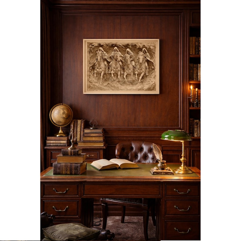 Four Horsemen of the Apocalypse, Laser Engraving Biblical Wall Art. image 2