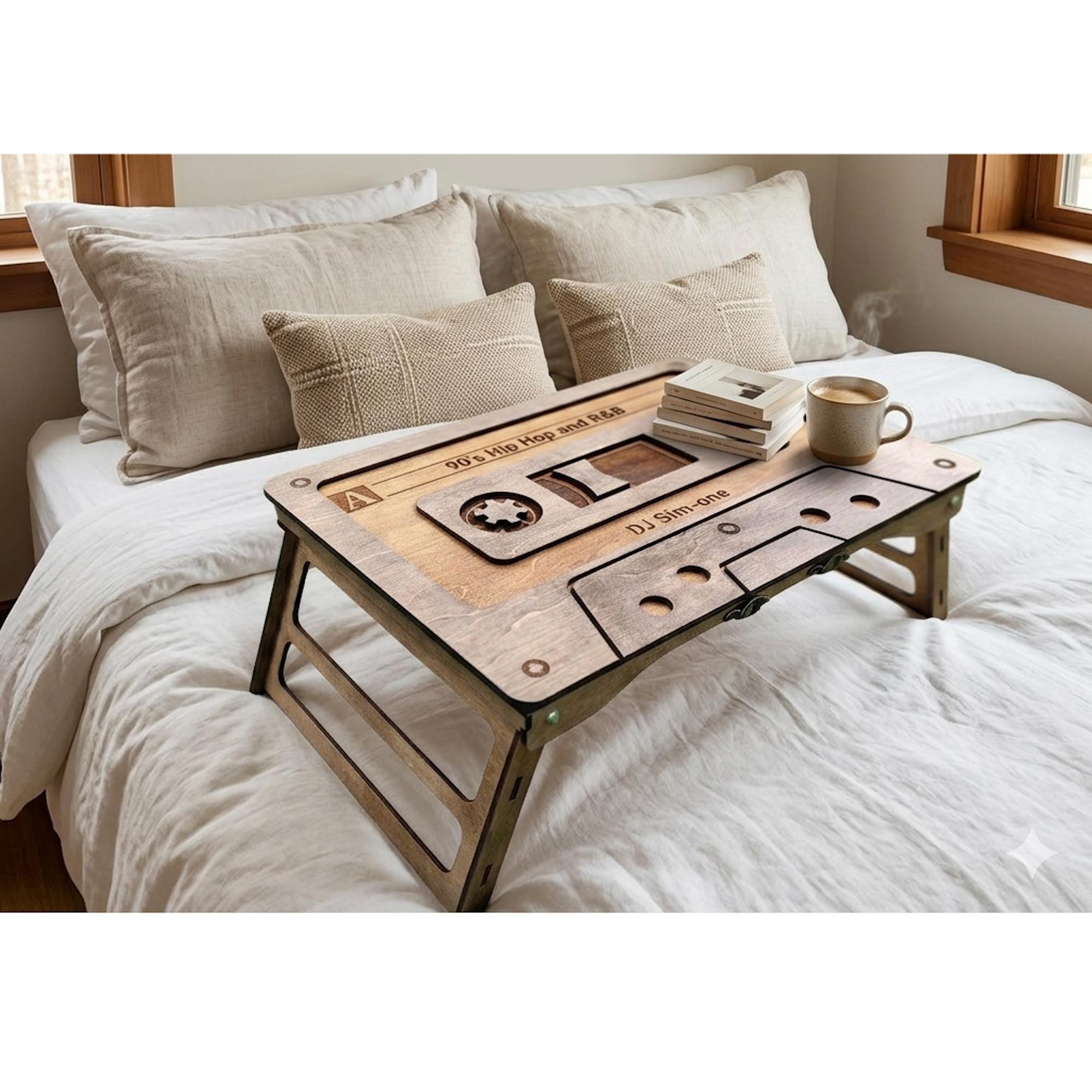 Personalized Cassette Tape Coffee Table, Folding Bed Tray, Custom