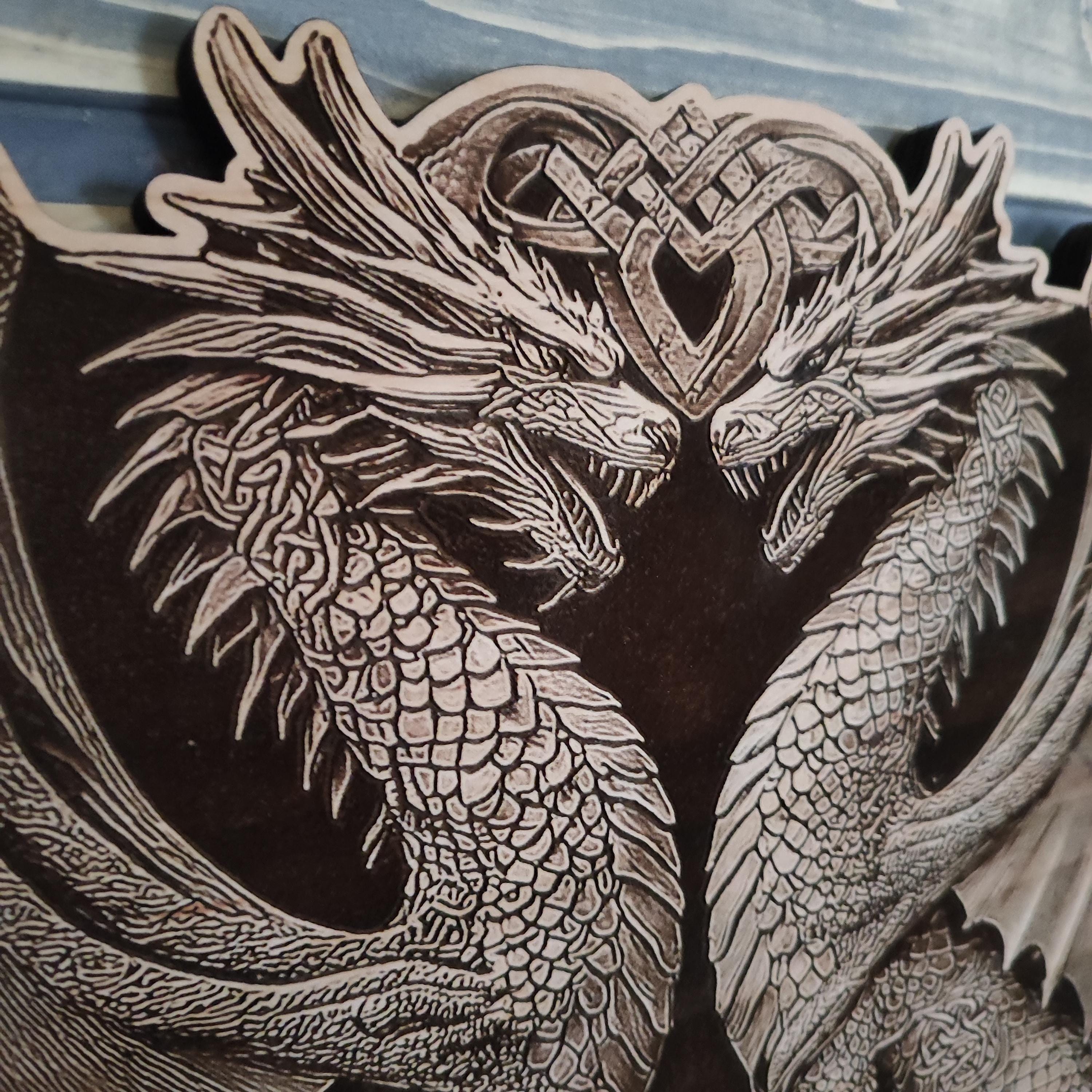 Celtic Dragons Wood Wall Art | Fantasy Art | Laser Engraved Dragon ...