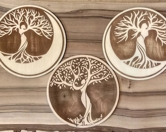 Decoración de pared de la Diosa de la Triple Luna: Fases lunares del Árbol de la Vida