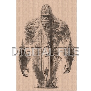Laser Engraving Files, BigFoot, 3D Illusion, Bigfoot png, Wood Engraving, Glowforge Laser Ready.