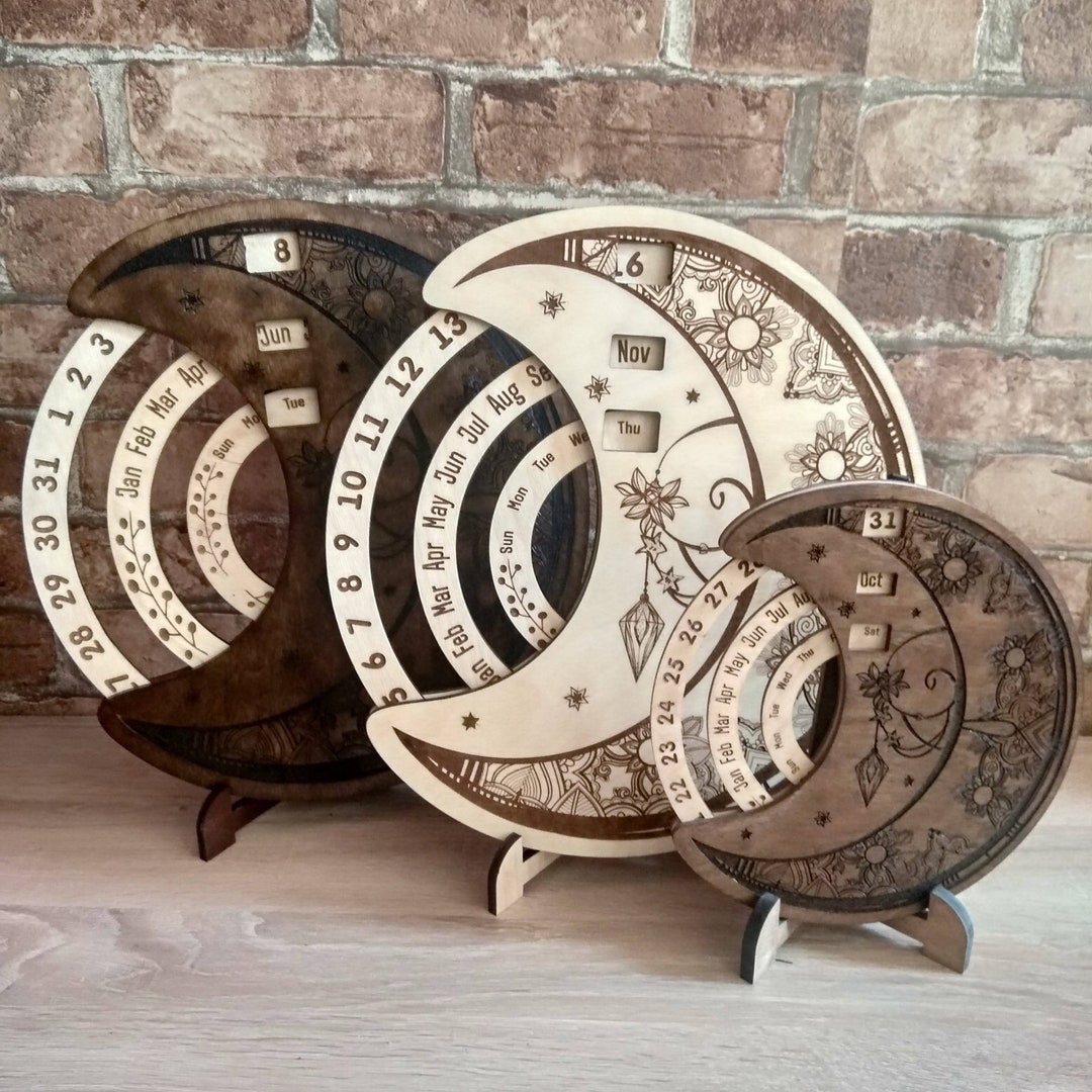 Wooden Perpetual Calendar, 2024 Wall Calendar, Circle Perpetual ...