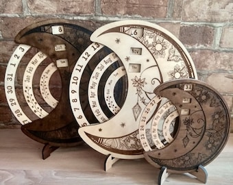 Wooden Perpetual Calendar, Yearly Wall Calendar, 2025 Wall Calendar, Circle Perpetual Calendar, Desk Perpetual Calendar