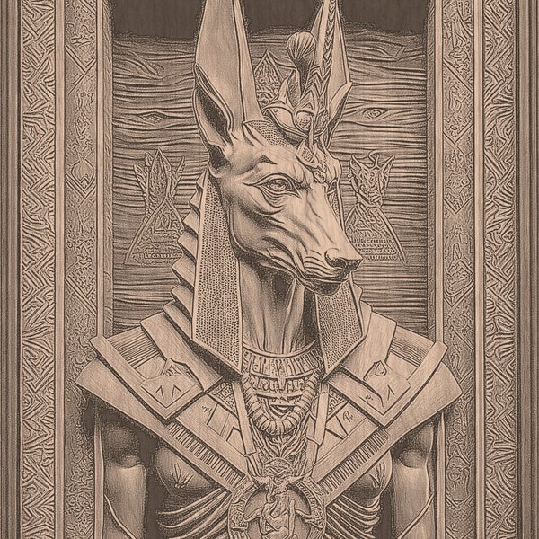 Laser Engraving Files, Anubis Egyptian God, 3D Illusion, Wood Engraving, Glowforge Laser Ready.