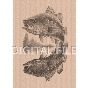 Lasergravur Dateien, Bass, 3D Illusion, Holzgravur, Glowforge Laser Ready.