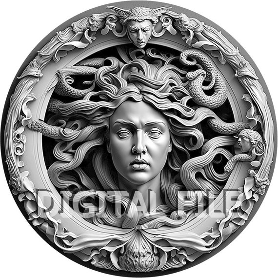 Laser Engraving Files Medusa 3D Illusion Wood Engraving Glowforge Laser Ready