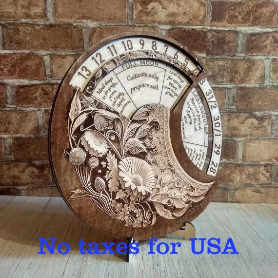 Perpetual Moon Garden Calendar: Wooden Lunar Gardening Planner
