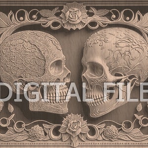 Lasergravur Dateien, Sugar Skull Paar, 3D Illusion, Holzgravur, Glowforge Laser Ready.