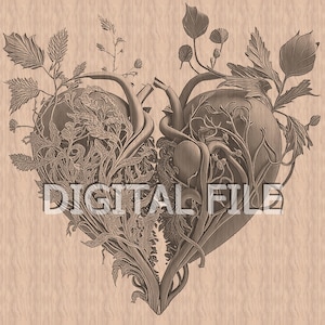 Lasergravur Dateien, Herzen, Florales Herz, 3D Illusion, Holzgravur, Glowforge Laser Ready.
