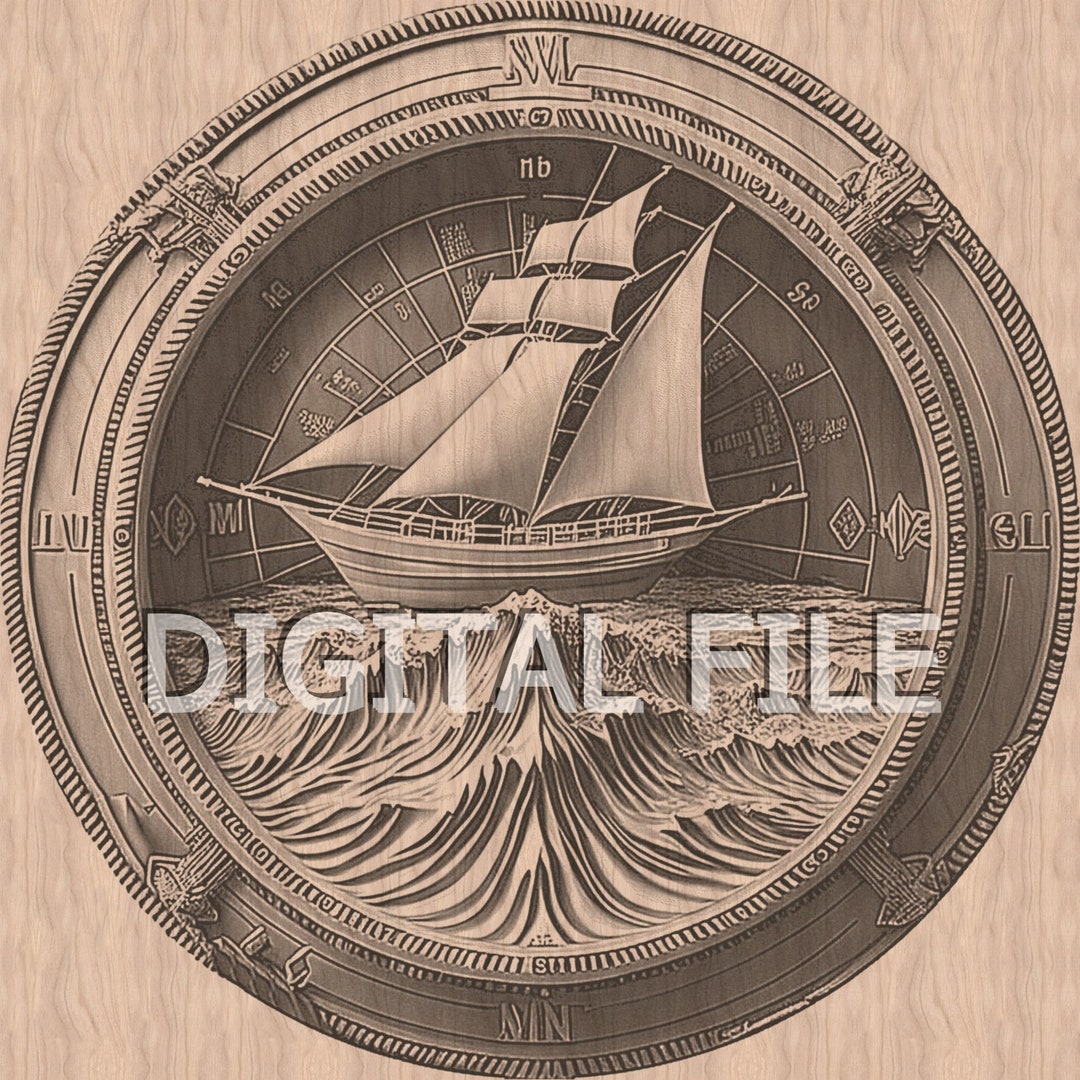 Laser Engraving Files, Sailboat, 3D Illusion, Wood Engraving,
