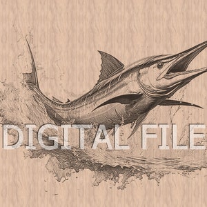 Lasergravur Dateien, Weißer Marlin, 3D Illusion, Holzgravur, Glowforge Laser Ready, xTool-Dateien