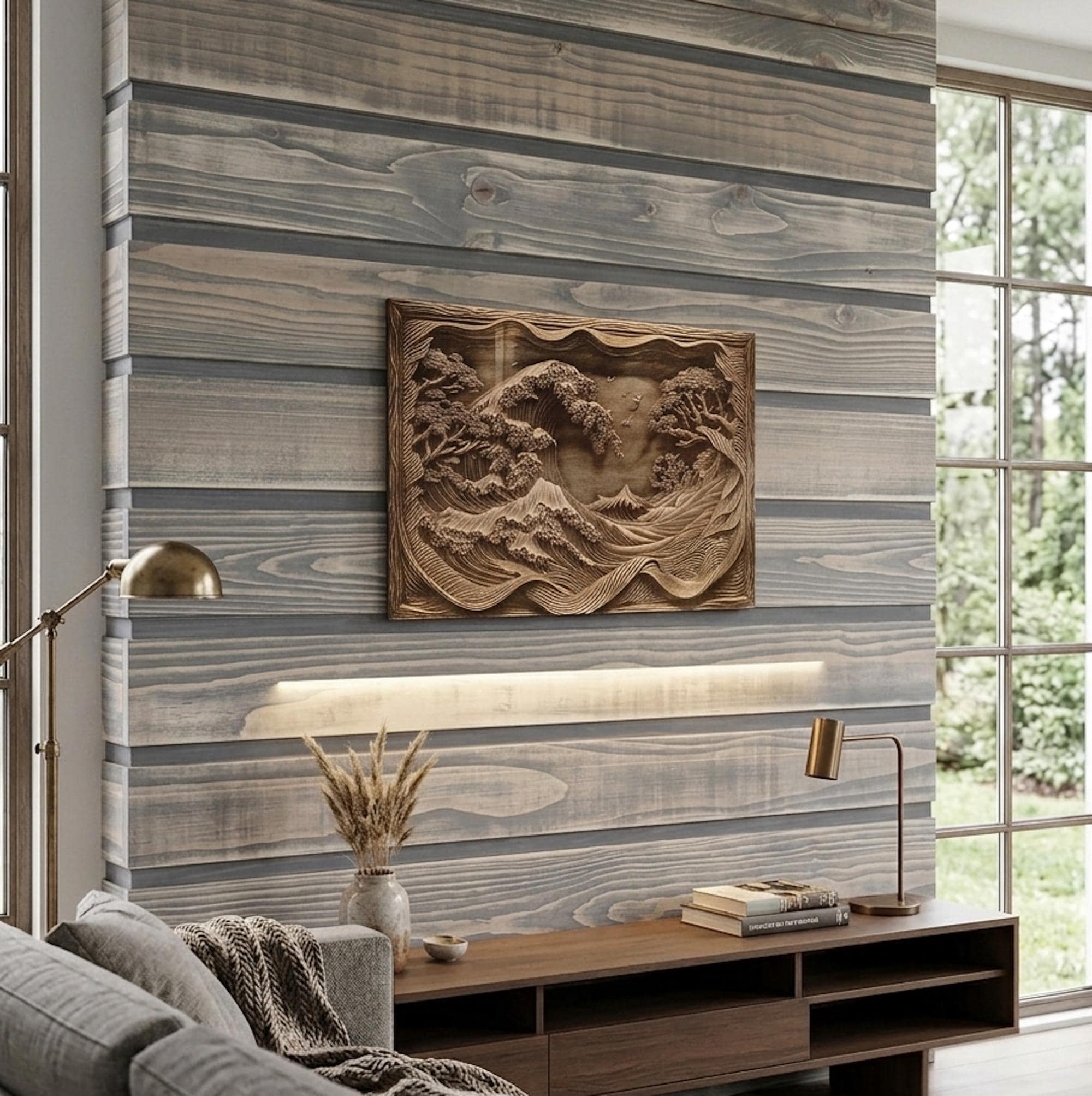 ラスト　アートヤーン(316)約55g 2200円 Wave Wood Art, 3D Laser Engraved Birch Wall Decor - Etsy