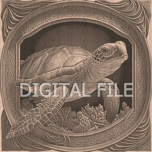Laser Engraving Files, Sea Turtle, 3D Illusion, Glowforge Laser Ready.