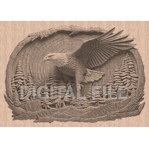 Lasergravurdateien, Adler, 3D-Illusion, Holzgravur, Glowforge Laser Ready, xTool-Dateien.