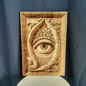 Oeil d'Horus, All Seeing Eye, Third Eye, 3D Illusion Laser Gravure Symboles égyptiens Décoration murale.