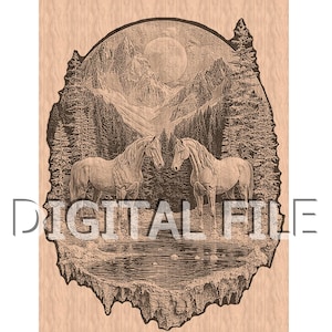 Pferde, 3D Dateien, Lasergravur, Holzgravur, Glowforge Laser Ready, xTool-Dateien