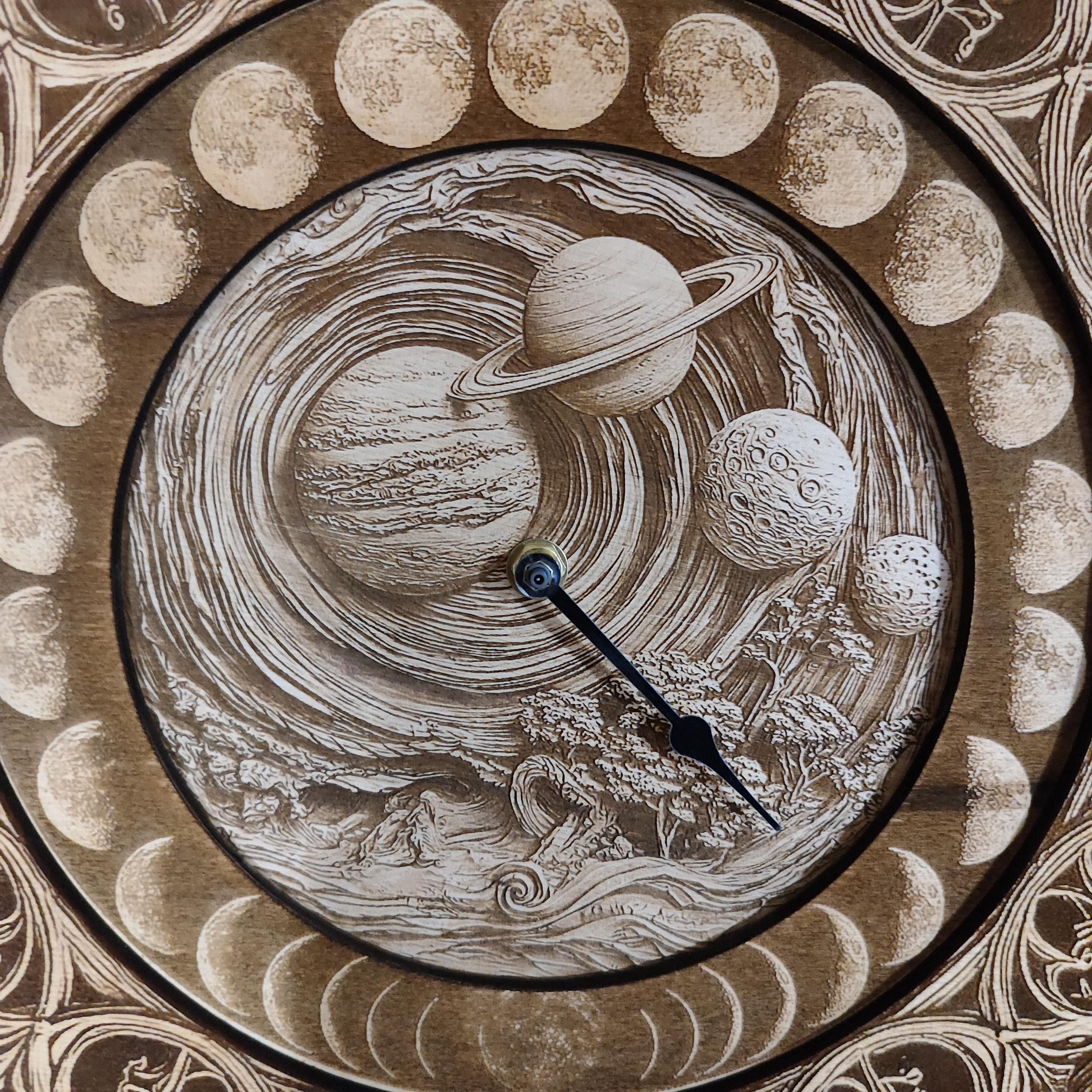 Wooden Moon Phase Wall Clock: Laser Engraved Lunar Art - Etsy